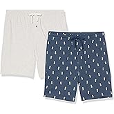 Amazon Essentials Men's 7" Cotton Knit Pajama Shorts, Pack of 2