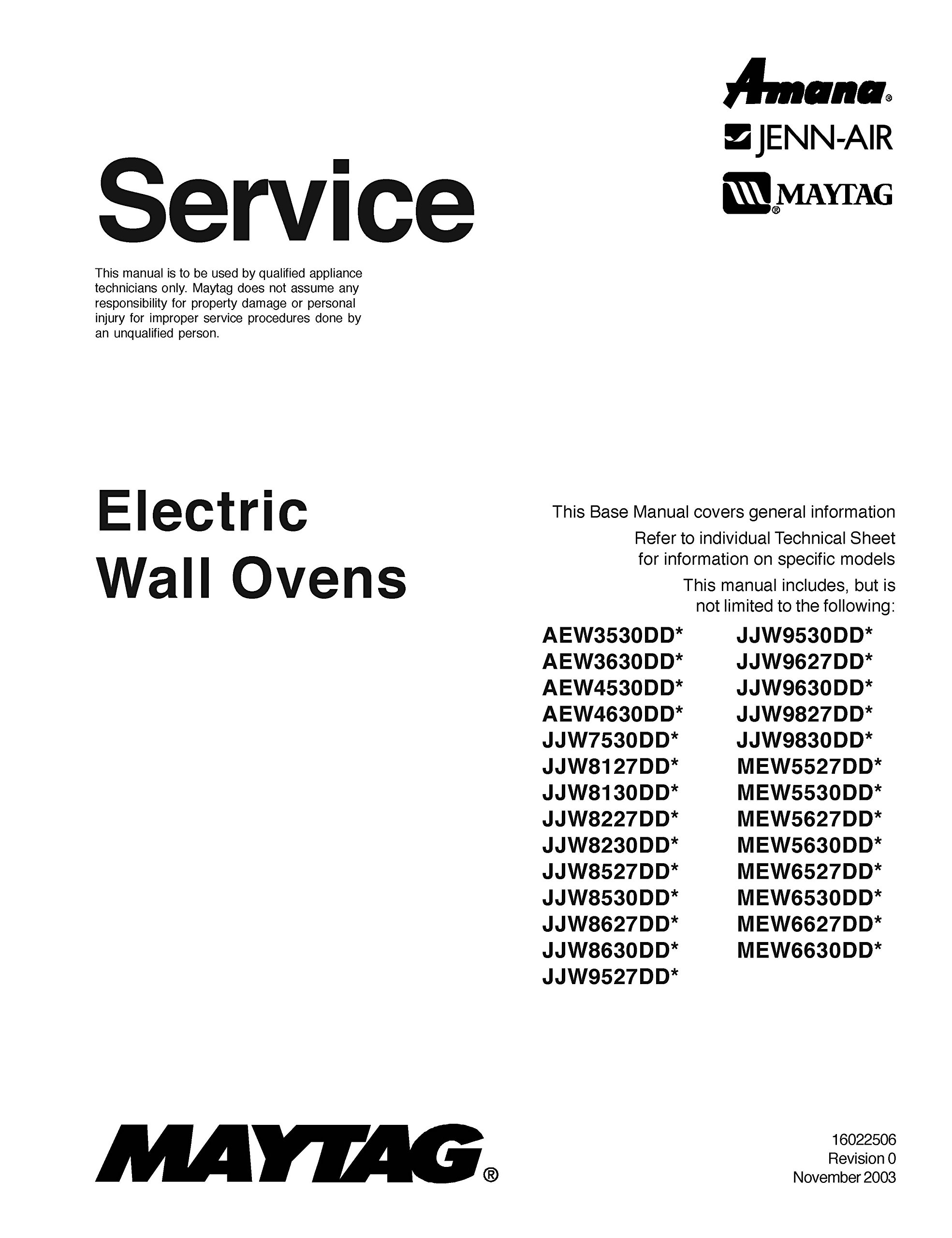 Jenn-Air JJW9827DDS SERVICE MANUAL Paperback – 2003
