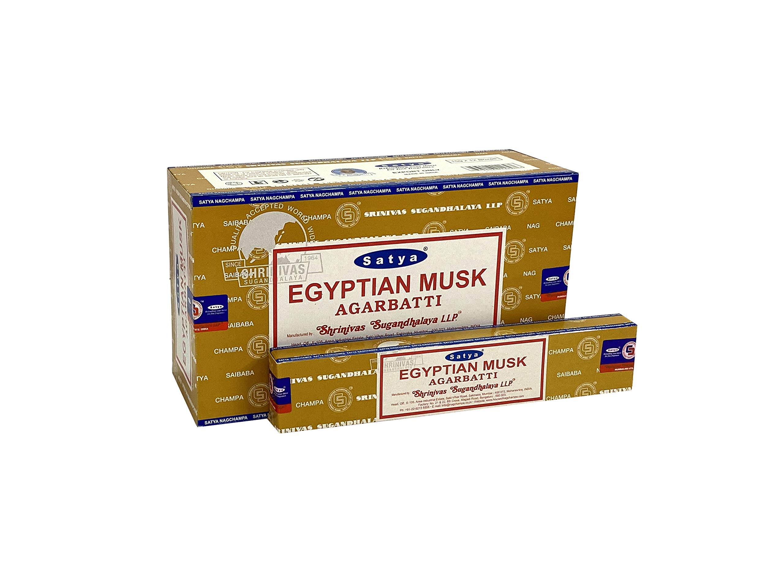 Satya 01420 Nag Champa (EGYPITAN MUSK) Incense Sticks 12 Packs x 15g