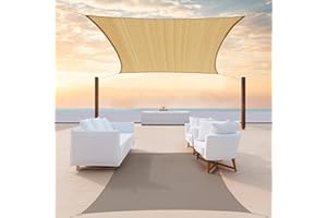 ColourTree 8' x 12' Sand Beige Rectangle Sun Shade Sail Canopy Awning Shelter Fabric Cloth Screen - UV Block UV Resistant Heavy Duty Commercial Grade - Outdoor Patio Carport - (We Make Custom Size)