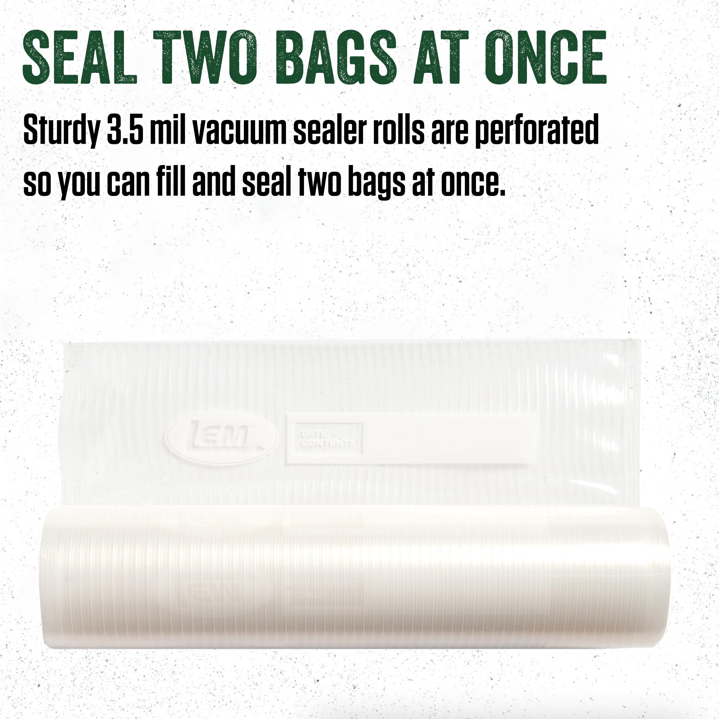 LEM Products MaxVac Portion Vacuum Sealer Perforated Bag Roll Material, 11 Inches x 16 Feet, Compatible with Most Major Vacuum Sealer Brands, 2 Count (Pack of 1)