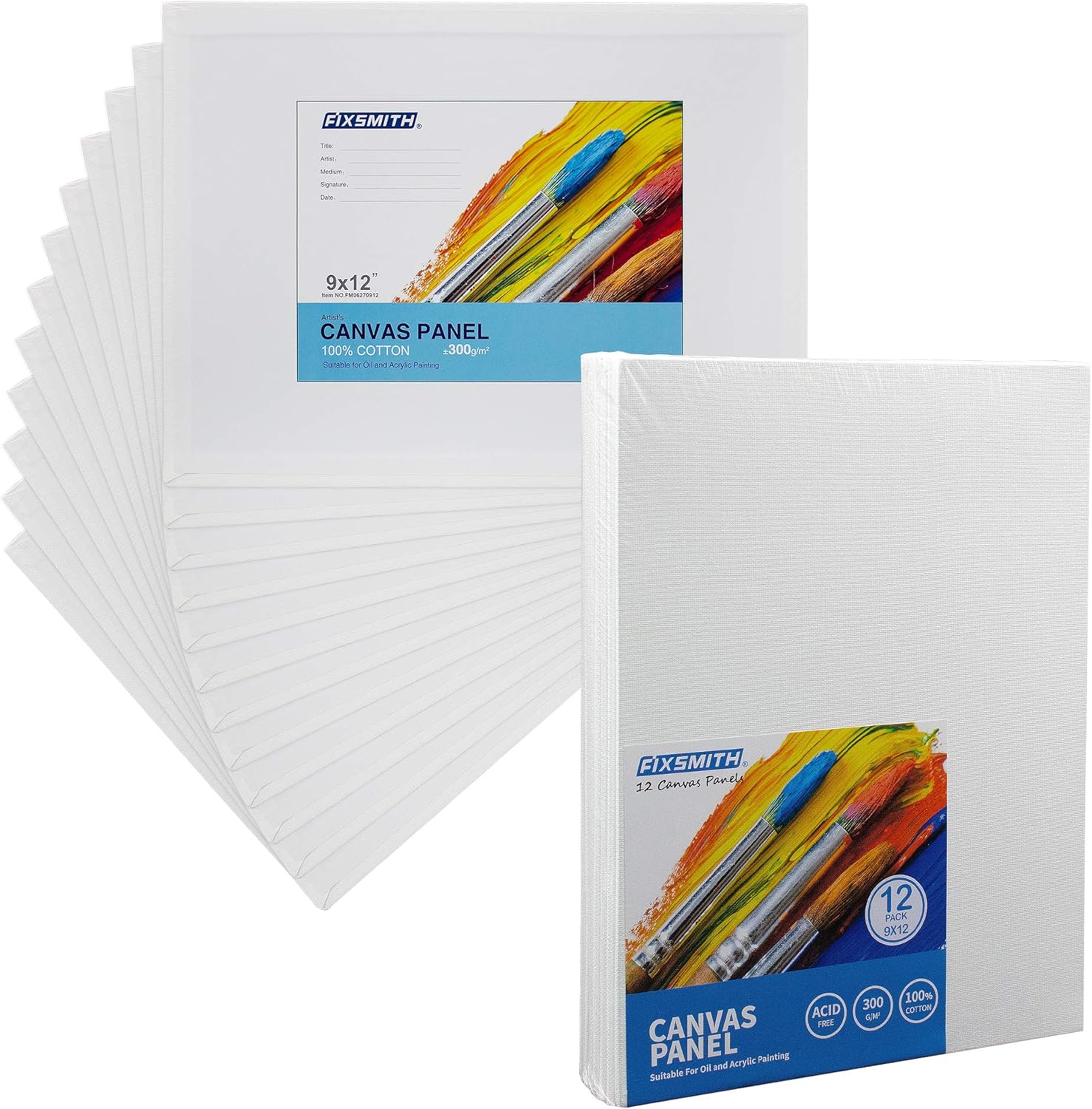 FIXSMITH Painting Canvas Panels 9 x12 Inch Canvas Panel