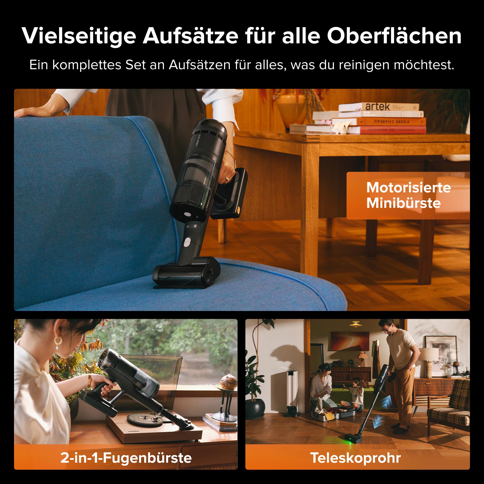 roborock H60 Hub Ultra Akku Staubsauger mit Absaugstation, 210AW kraftvolle Saugleistung, 90 Min. maximale Laufzeit, Staubsauger kabellos, Anti-Tangle Bürste für Teppiche, Hartböden, Tierhaare, Auto 6