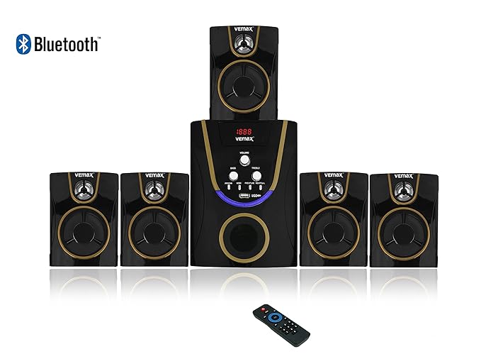 Vemax Play 5.1 Bluetooth Multimedia Speaker Home Theater System with FM, USB, AUX (Black & Golden)