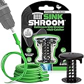 SinkShroom Hair Catcher, Matte Black Bathroom Sink Drain Protector, Hair Snare - Comes with 4 DrainShroom Toss Disposable Drain Snakes
