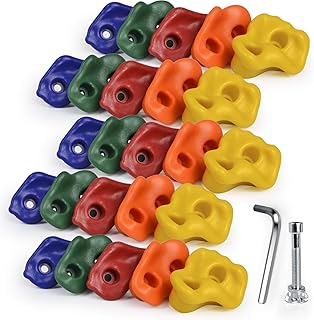CHAIRLIN Klettersteine Kinder Klettergriffe für Spielturm Kletterwände, bunt für eine Kletterfläche, belastbar bis 200 kg 25 Stück inkl. Schraubenset