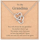 MANVEN Gifts for Grandma Necklace Interlocking Heart Necklace Birthday Gifts for Grandma from Granddaughter