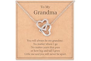 MANVEN Gifts for Grandma Necklace Interlocking Heart Necklace Birthday Gifts for Grandma from Granddaughter
