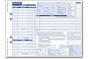 Adams Garage Repair Order Forms, 8.5 x 11.44 Inches, 3 Part, 50 Sets, White and Canary, (GT3810)