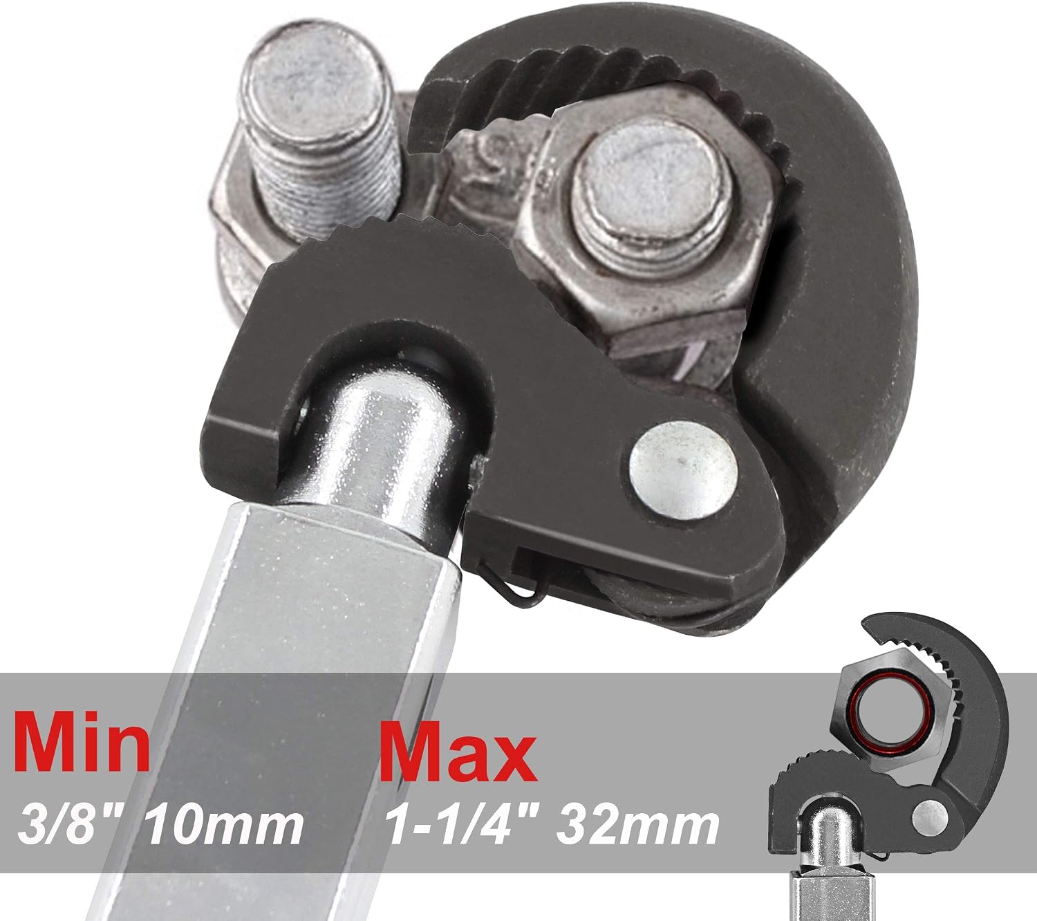 HAUTMEC Pro Telescoping Basin Wrench with 3/8" to 1-1/4" Jaw Capacity, 10" to 17" Extendable Handle - Image 4