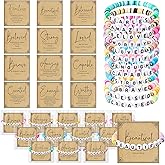 Kenning 24 Set Christian Bracelets Bulk for Coworker Men Women Employee Appreciation Gifts Bible Beaded Bracelets with Religious Prayer Card Faith Inspirational Church Gifts