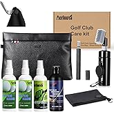 Aerlouxa 7-in-1 Golf Club Cleaning Kit - Club Cleaner, Grip Cleaner, Polish, Water-Spray Brush, Groove Cleaner, Magnetic Towel & Portable Bag | Restores Clubs, Removes Rust/Scratches, Renews