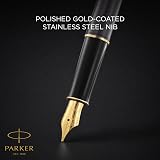 Parker Sonnet Fountain Pen Grey Lacquer Gold Trims Medium Nib Gift Box view 4