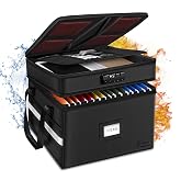Fireproof File Oganizer with Lock, 2 Layer Fireproof Document Storage Box | Portable Office File Cabinet with 5 Tab Inserts, Collapsible File Storage for Hanging Letter, Legal Size Folder, Certificate