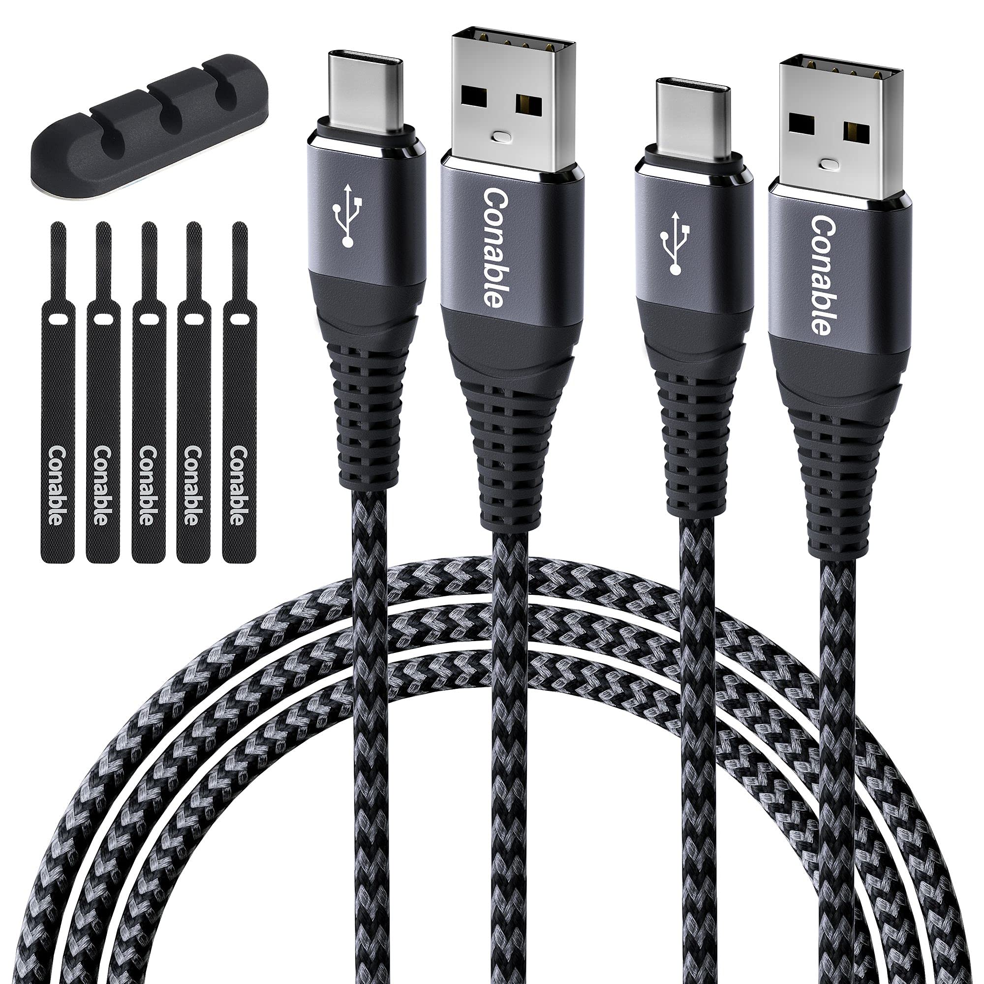 Photo 1 of ***SEE CLERK COMMENTS*** USB C Cable 6FT (2-Pack), 3A Fast Charging USB A to USB C Cable, Nylon Braided Jacket, for iPhone 16/16 Plus / 16 Pro Max /15 Series, Galaxy S24/S23 and More, with a Cable Holder Clip and 5 Cable Ties