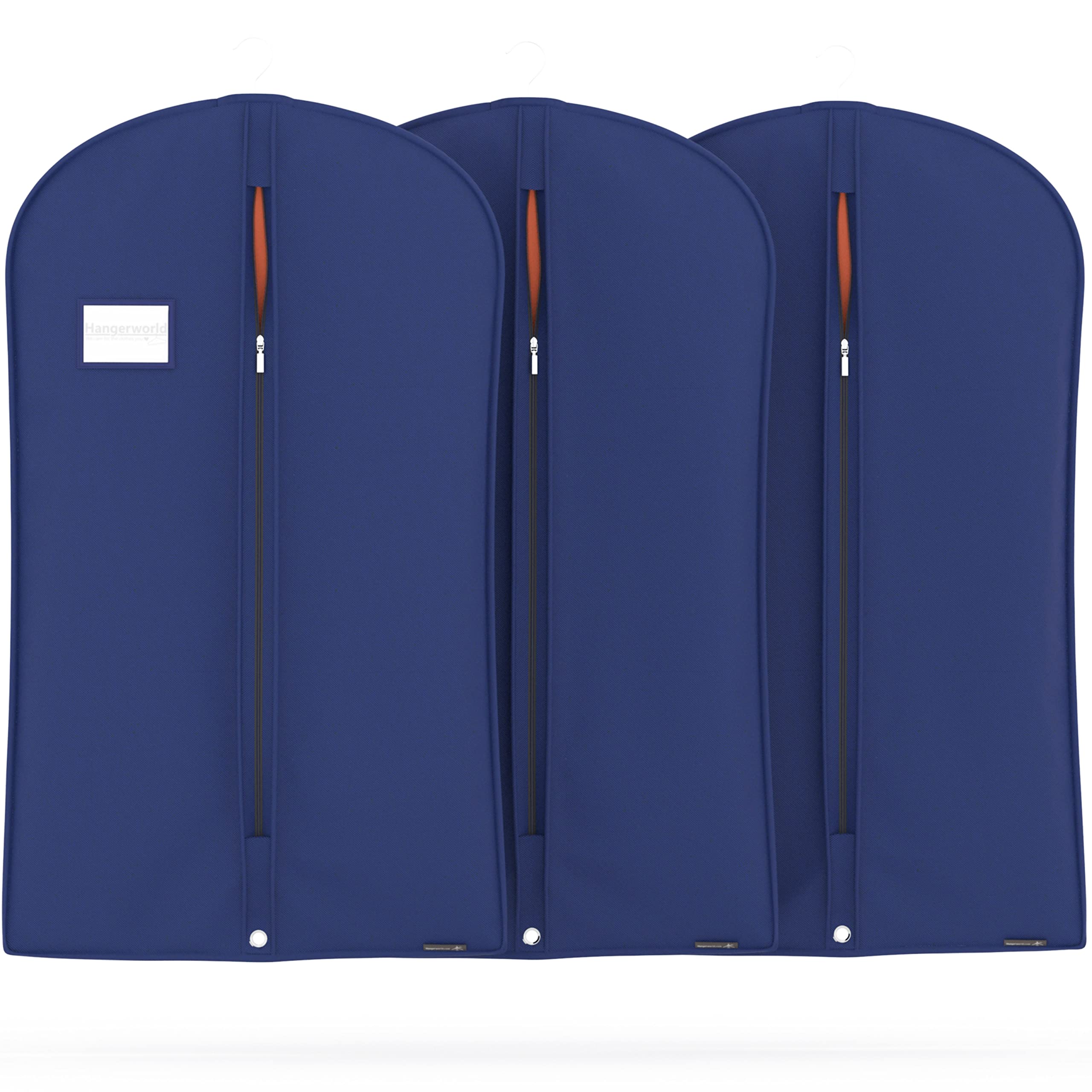 HANGERWORLD Pack of 3 Navy Blue Breathable Suit Garment Clothes Cover Bags-40" (100cm)