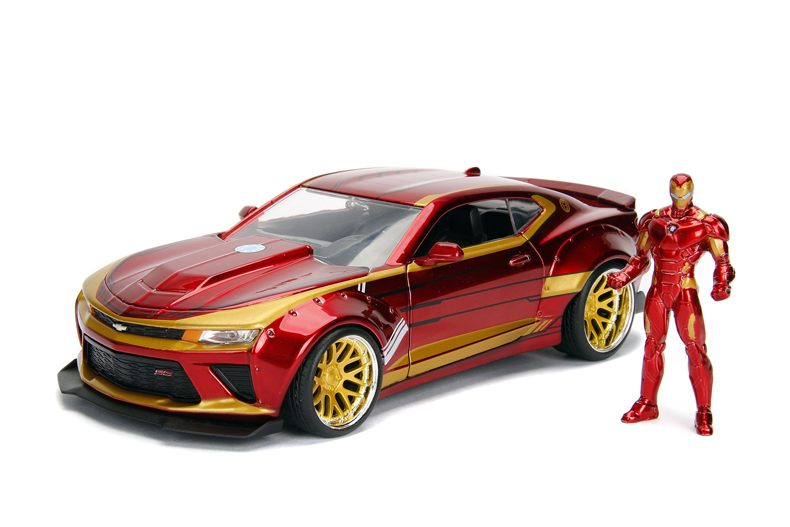 Jada 99724R CHEVY CAMARO With Iron Man Toys and Car - Red / Gold