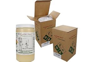 ESSENTIAL DEPOT Beef Tallow - 1 Quart (32 oz nt wt) - Grass Feed - Non-GMO - Keto Friendly - Food Grade - FREE from LACTOSE-GLUTEN-GLUTAMATE-BSE - safety sealed HDPE container with resealable cap