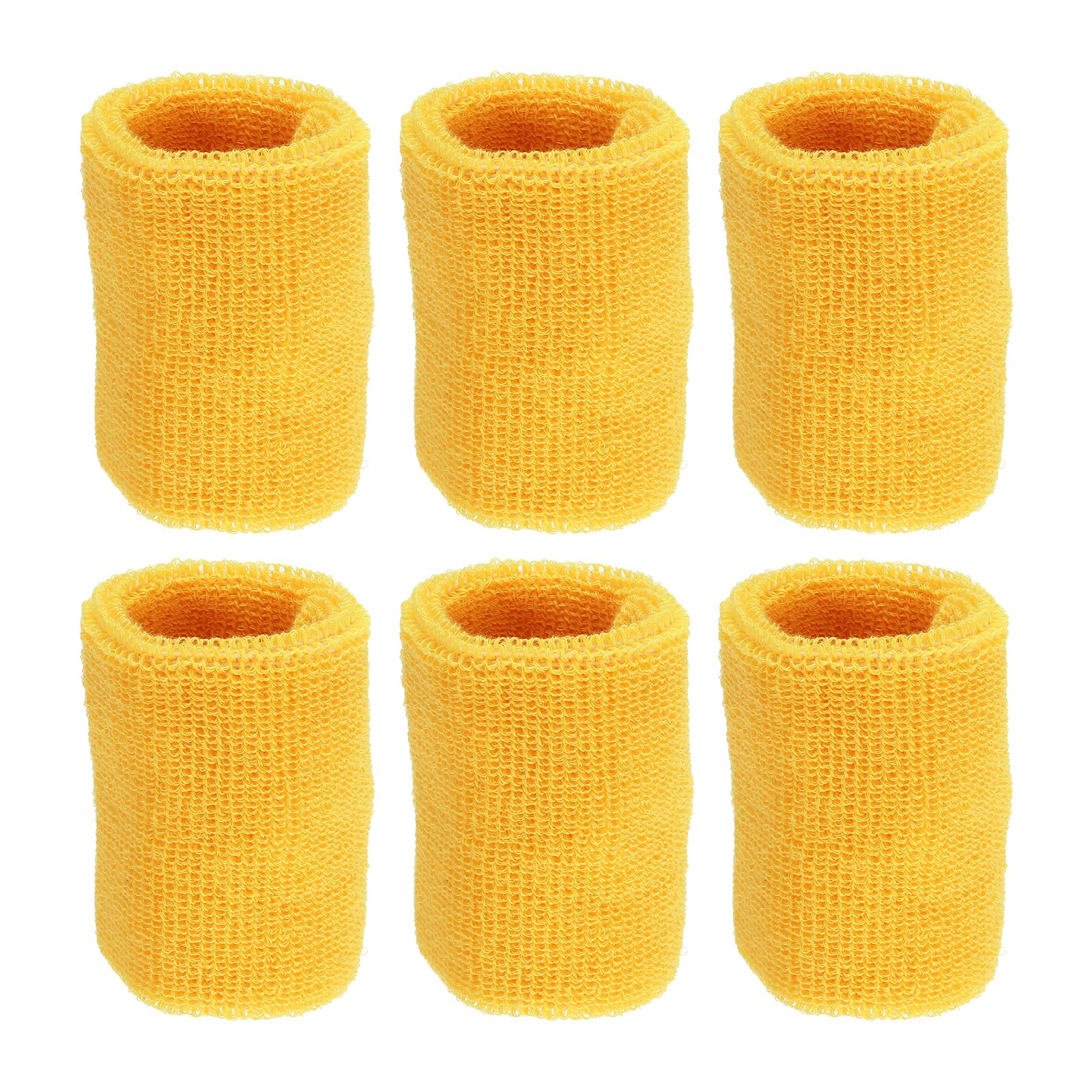 PATIKIL Sports Wristbands 8x10cm, 6 Pack Athletic Cotton Terry Cloth Absorbent Wrist Sweatband for Tennis Basketball Working Out Running, Yellow