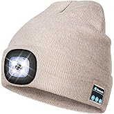 Wmcaps Bluetooth Beanie with a Light, Unisex USB Rechargeable 4 LED Fashlight Hat with Cordless Headphones, Unique Christmas Birthday Gifts for Men Him Husband Teen