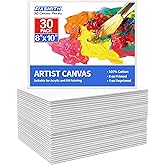 FIXSMITH Canvases for Painting 30 Pack - 8 x 10 Inch Painting Canvas Panel Boards - 100% Cotton Primed Canvases - Super Value