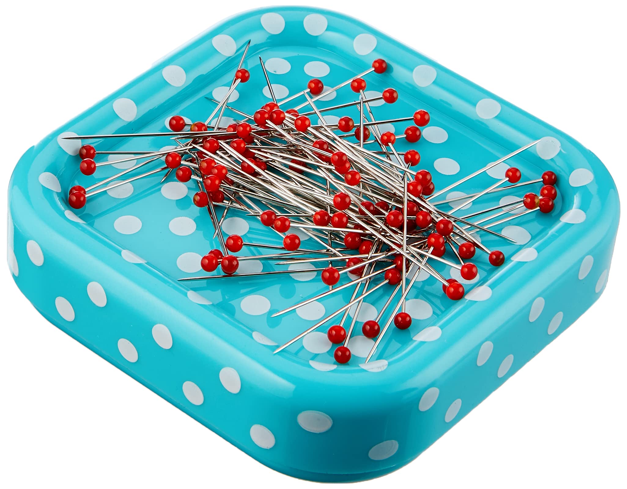 Prym Love Magnetic Cushion Plus 9 g of Glass-Headed Pins, red