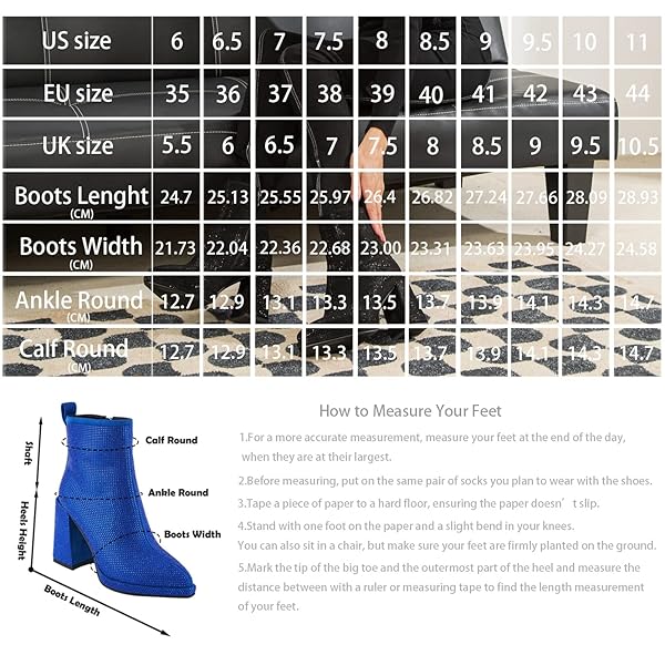 STEFANIYA NINA WOMEN’S RHINESTONE ANKLE BOOTS CHUNKY HEELS SPARKLY BOOTIES LADIES ZIPPER PARTY PROM BOOTIES