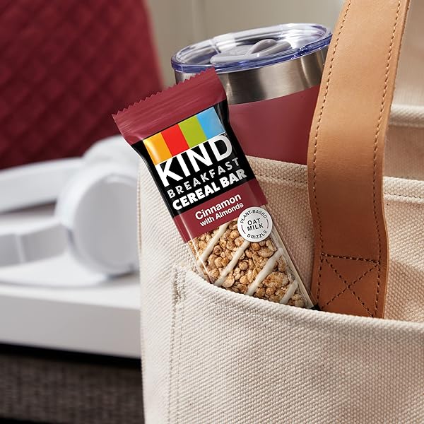 KIND BREAKFAST CEREAL BARS, CINNAMON WITH ALMONDS, HEALTHY SNACKS, GLUTEN FREE, 100% WHOLE GRAINS, 3G PROTEIN, 6 COUNT