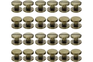 PATIKIL M4x4mm Chicago Screws, 25 Sets Brass Chicago Screw Slotted Binding Post Screw Rivets for Leather Belt Scrapbook Photo