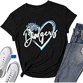 Women Baseball Shirt Funny Baseball Fan Shirts Baseball Mama Graphic Tee Short-Sleeve Tops