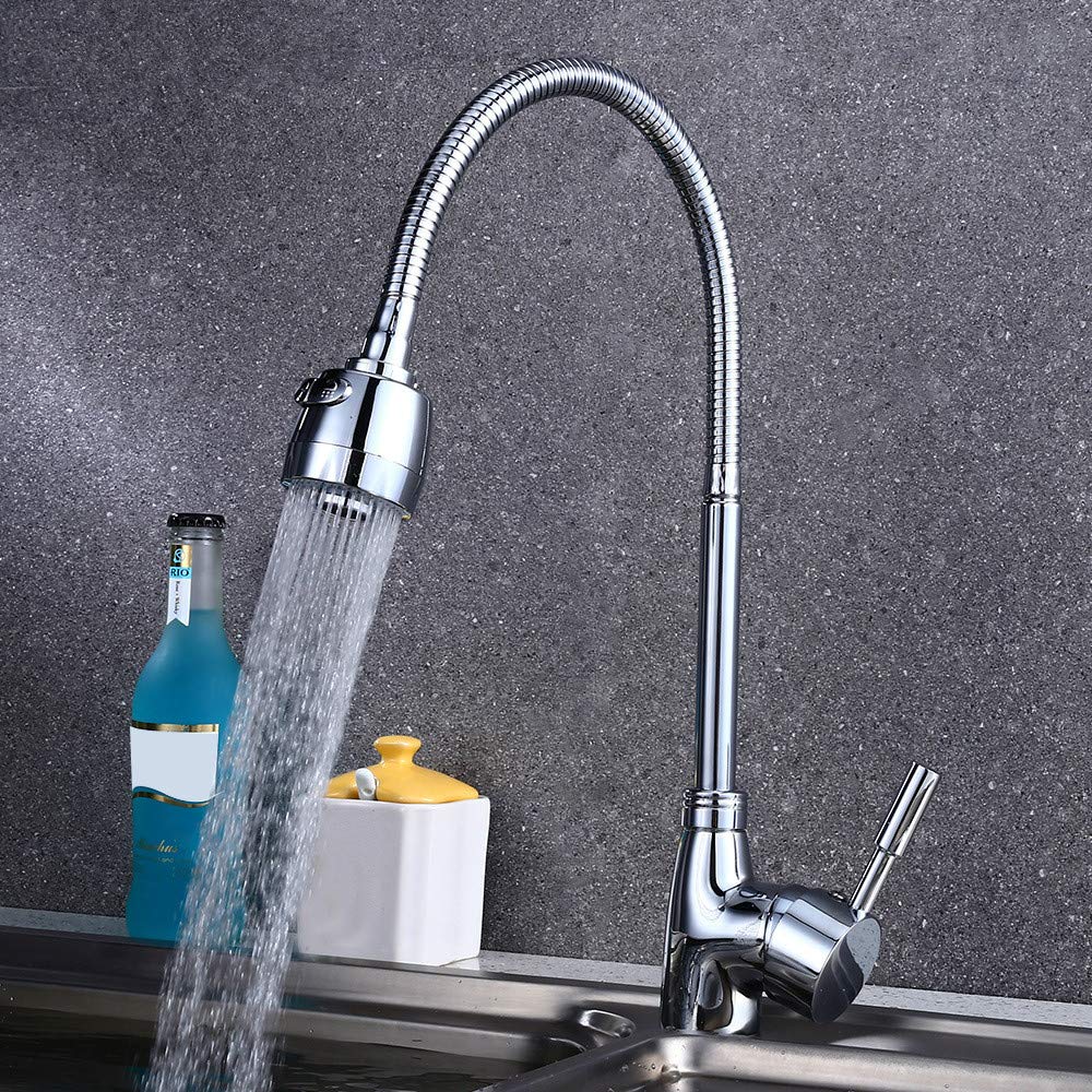 Cocina, giratoria, flexible. Grifo mezclador moderno de latón frío y