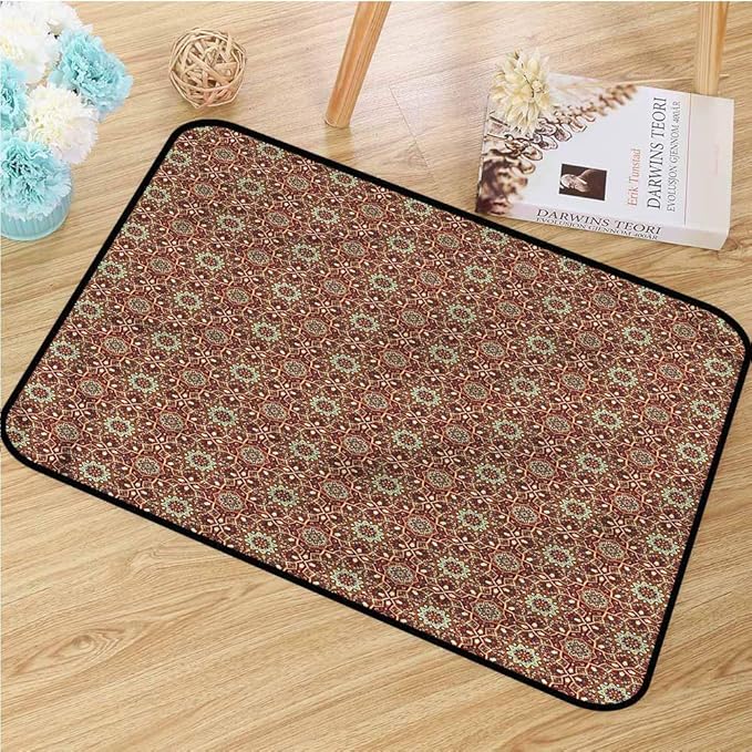 TBRfine Burgundy, Doormat, Colorful Oriental Ornament