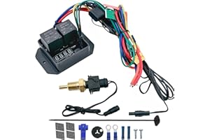American Volt Digital Adjustable Dual Electric Radiator Fan NPT Thread Thermostat Switch 104'F-230'F Temperature Sensor Controller Relay Wiring Kit (1/4" NPT)