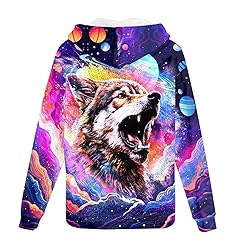 ENLACHIC Unisex Adult Novelty 3D Pink Galaxy Wolf