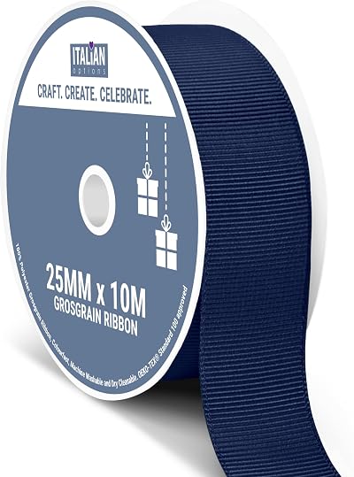 Italian Options Grosgrain Ribbon 25mm Navy 10m for Bows Crafts Sewing