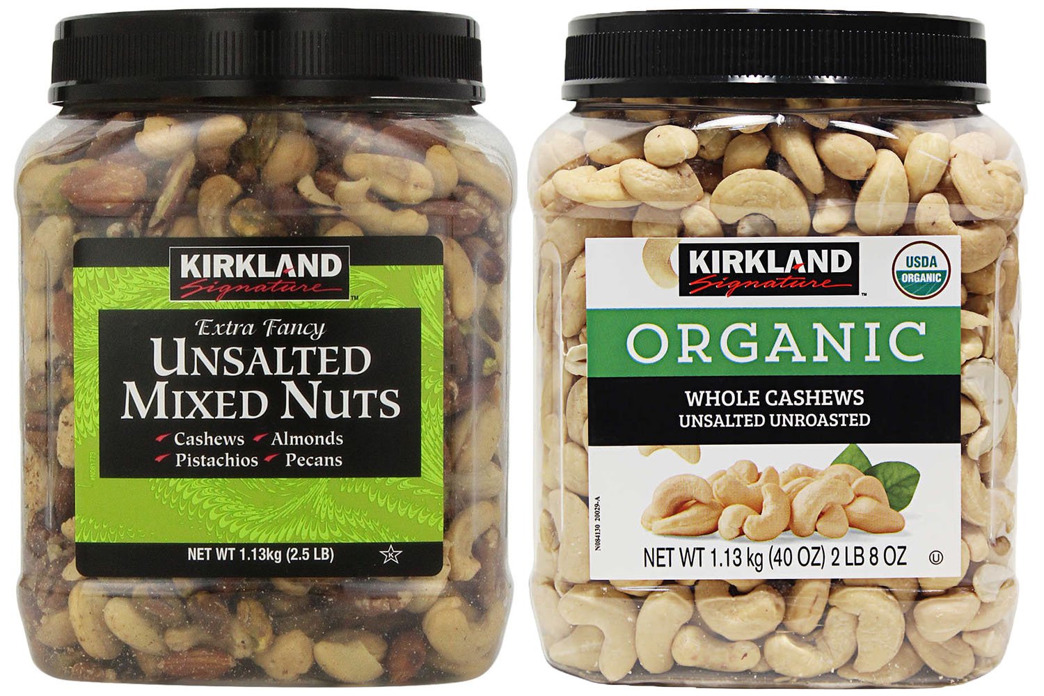 Kirkland Signature Unsalted Mixed Nuts and Organic Cashews