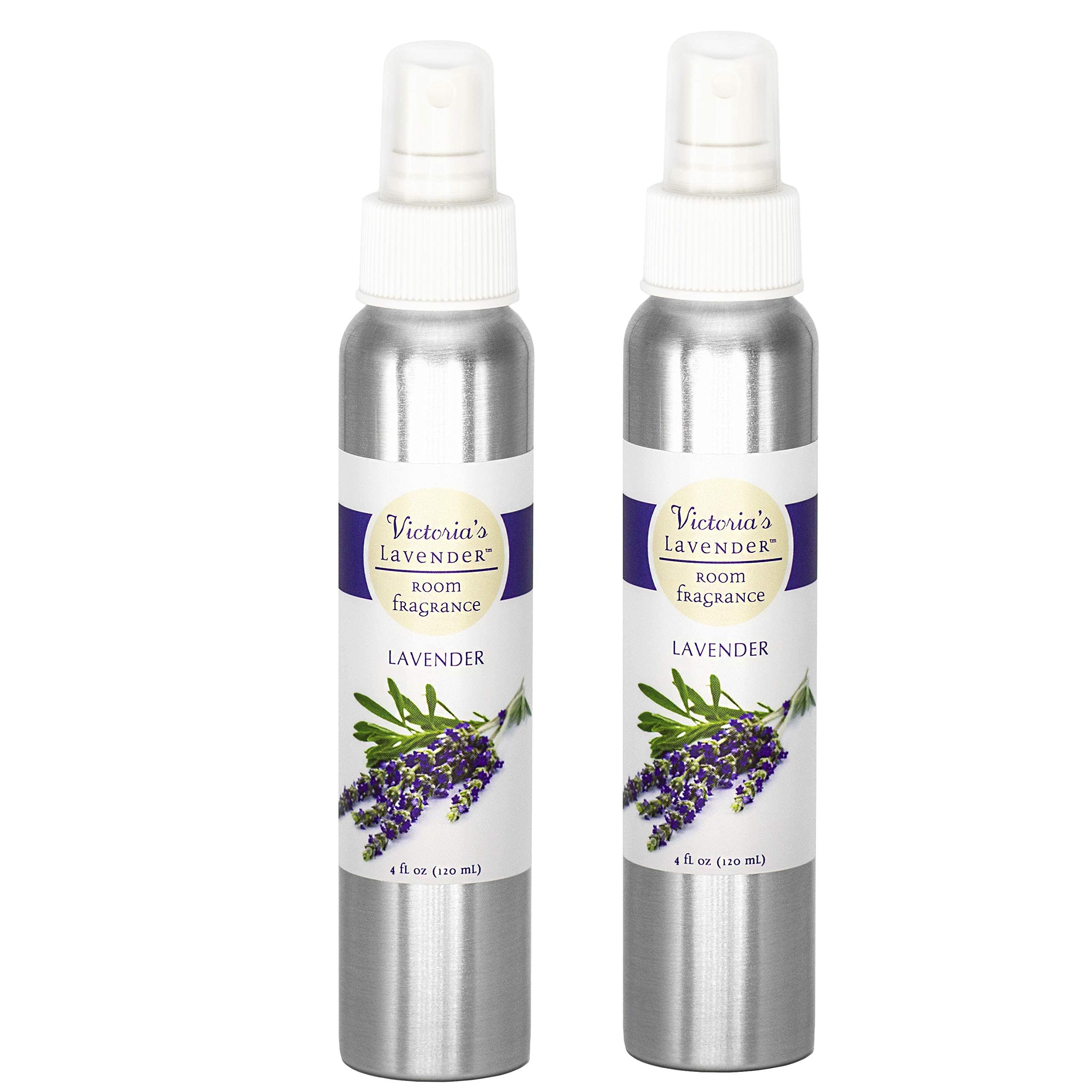 Victoria's Lavender Room Spray - All Natural Home Fragrance, Pure Oil Air Freshener & Odor Eliminator, Relaxing Scent, Aromatherapy Household Essentials, Made in the USA, 2-Pack Lavender, 4 oz each