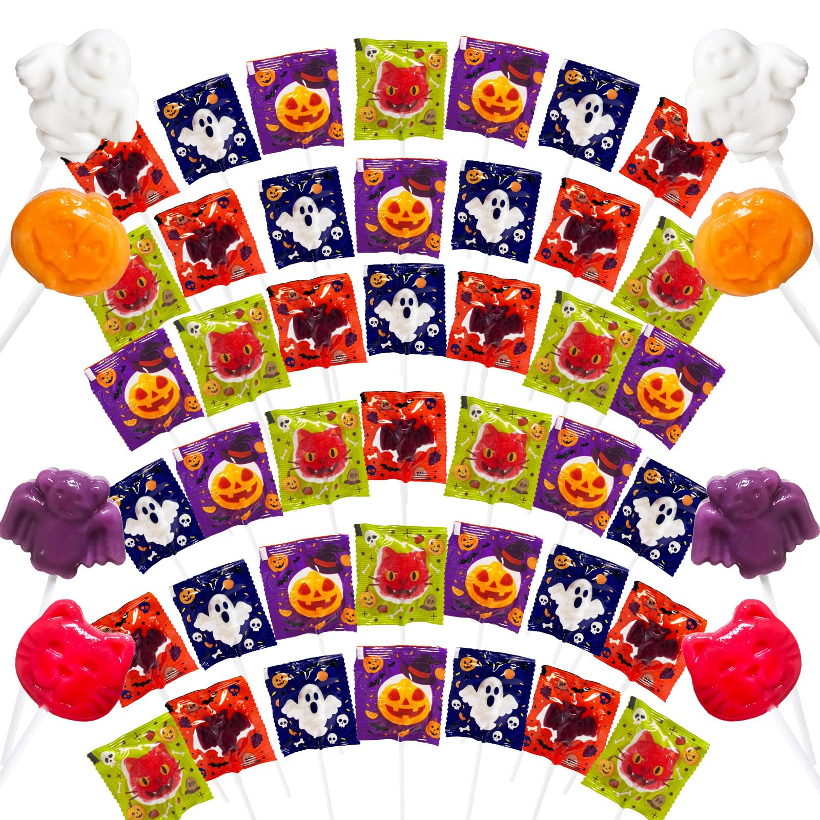 Photo 1 of ***** EXP 6/14/2027******* Trick or Treat - Halloween Candy Individually Wrapped Lollipops Suckers Bulk 42, Candlelit Pumpkins,? ?Victorian Wraiths,? ?Moonlit Familiars and ?Gargoyle's Kin, Halloween-Themed Snacks for Goodie Bags