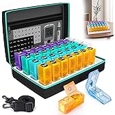Monthly Pill Organizer 2 Times a Day, 2-in-1 for Home & Travel, 31 Day Pill Box AM PM with Cutter & Travel Bag, Portable Soft One Month Pill Box with Weekly Stickers for Medication & Vitamins