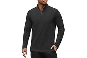 COOFANDY Men's Quarter Zip Pullover Long Sleeve Sweatshirt 1/4 Zip Golf Shirt Winter Fleece Lined Thermal Pullover