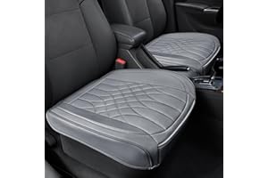 BOPUOVRE 2-Pack Leather Front Car Seat Covers - Bottom Car Seat Covers Fully Wrapped, Non-Slip and Waterproof, Fits Most Vehicles Gray