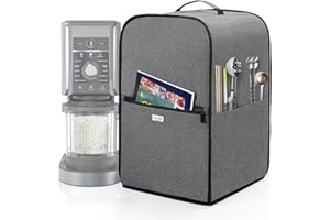 LUXJA Dust Cover Fits for Ninja CREAMi NC501, NC301, NC299AMZ, Ice Cream Maker Dust Cover Compatible for Ninja Ice Cream Maker Machine with Accessories Pockets, Gray