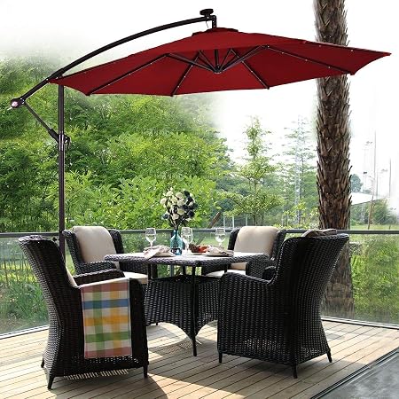 Amazon Com Ark Decor Umbrella Outside Patio Patio Umbrellas Outdoor Burgundy With Solar Led Lights 10 Much Needed Shade That Delivers Versatile Style Garden Outdoor