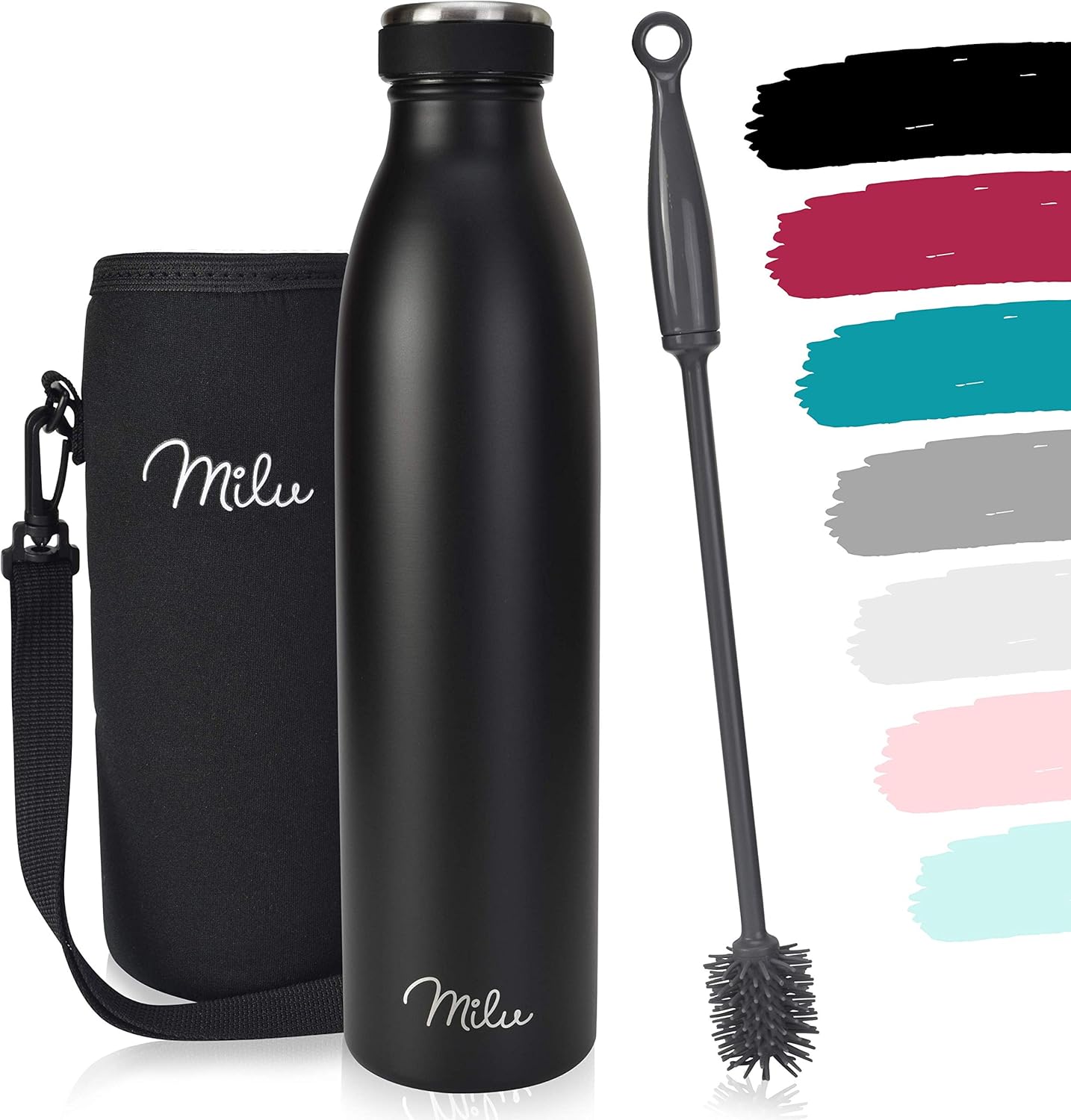 Milu Stainless Steel Drinking Bottle 1000 ml, Insulated Thermo Flask for Water, Leak Proof, Insulated and Double Walled