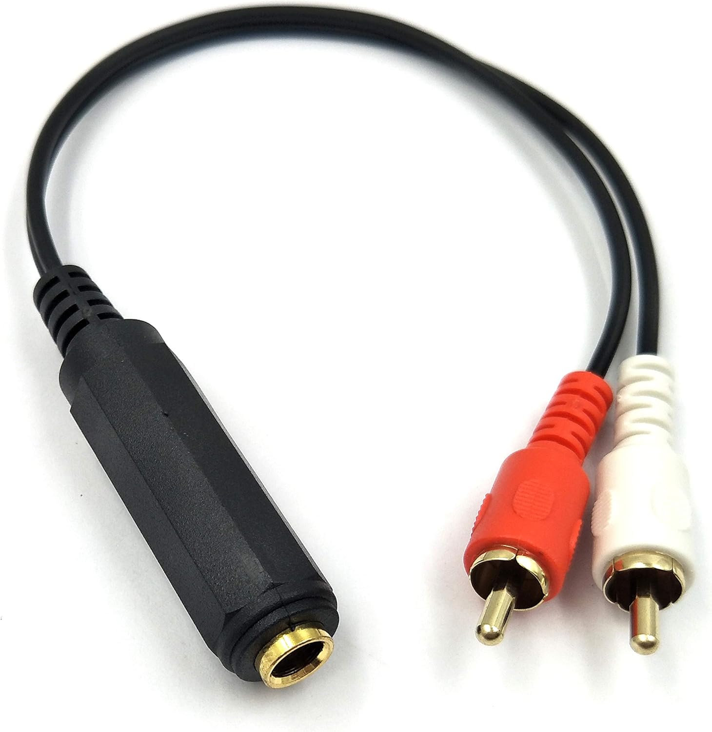 Poyiccot RCA to 1/4 Adapter Cable, 6.35mm 1/4 inch TRS Stereo Jack Female to 2 RCA Male Plug Y Splitter Adapter Cable 25cm/10inch (635F-2RCAM): Home Audio & Theater