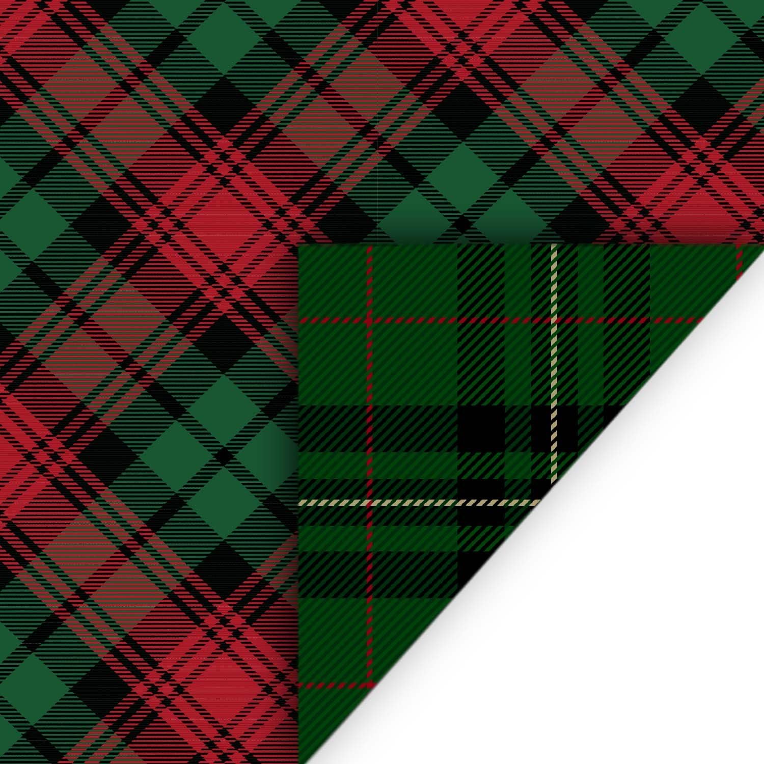 Hallmark Reversible Christmas Wrapping Paper Bundle, Plaid (Pack of 3, 120 sq. ft. ttl.): Kitchen & Dining