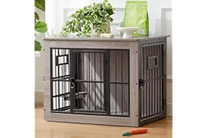 Gardner Pet Dog Crate Furniture for Medium Dogs, 32.7 Inch Dogs Kennel Indoor, Wooden Dog Crate End Table with with 360°Rotat