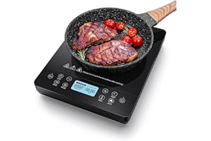 AOBOSI Portable induction cooktop, 1800W fast and efficient cooking, blue LCD screen, 17 power levels/20 temperature levels, 