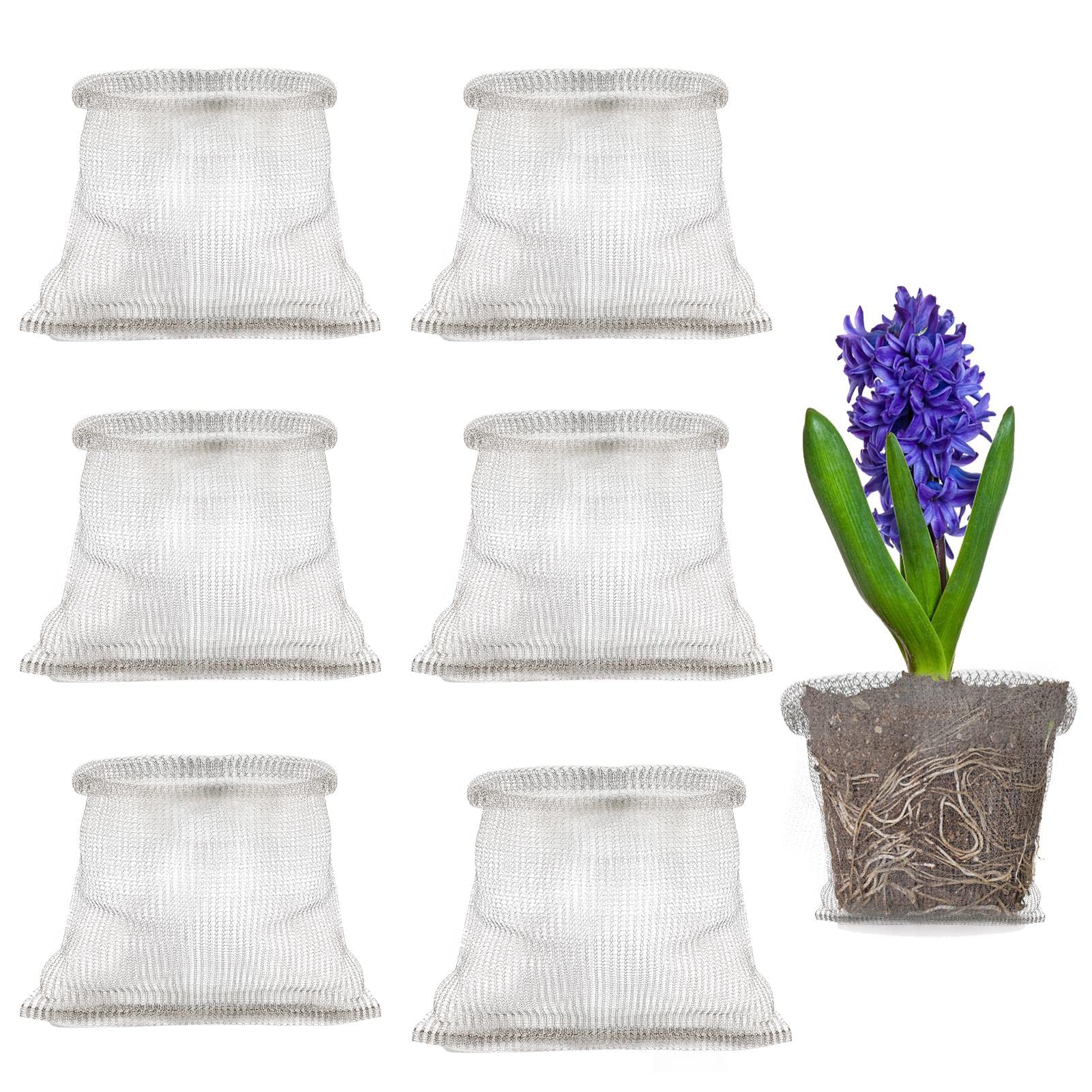 QOTSTEOS Plant Root Protector, 6pcs Stainless Steel Plant Wire Baskets Gallon Gopher and Vole Wire Speed Baskets, Underground 5 Gallon Guard Basket Flowers and Bulbs from Gophers Voles Moles