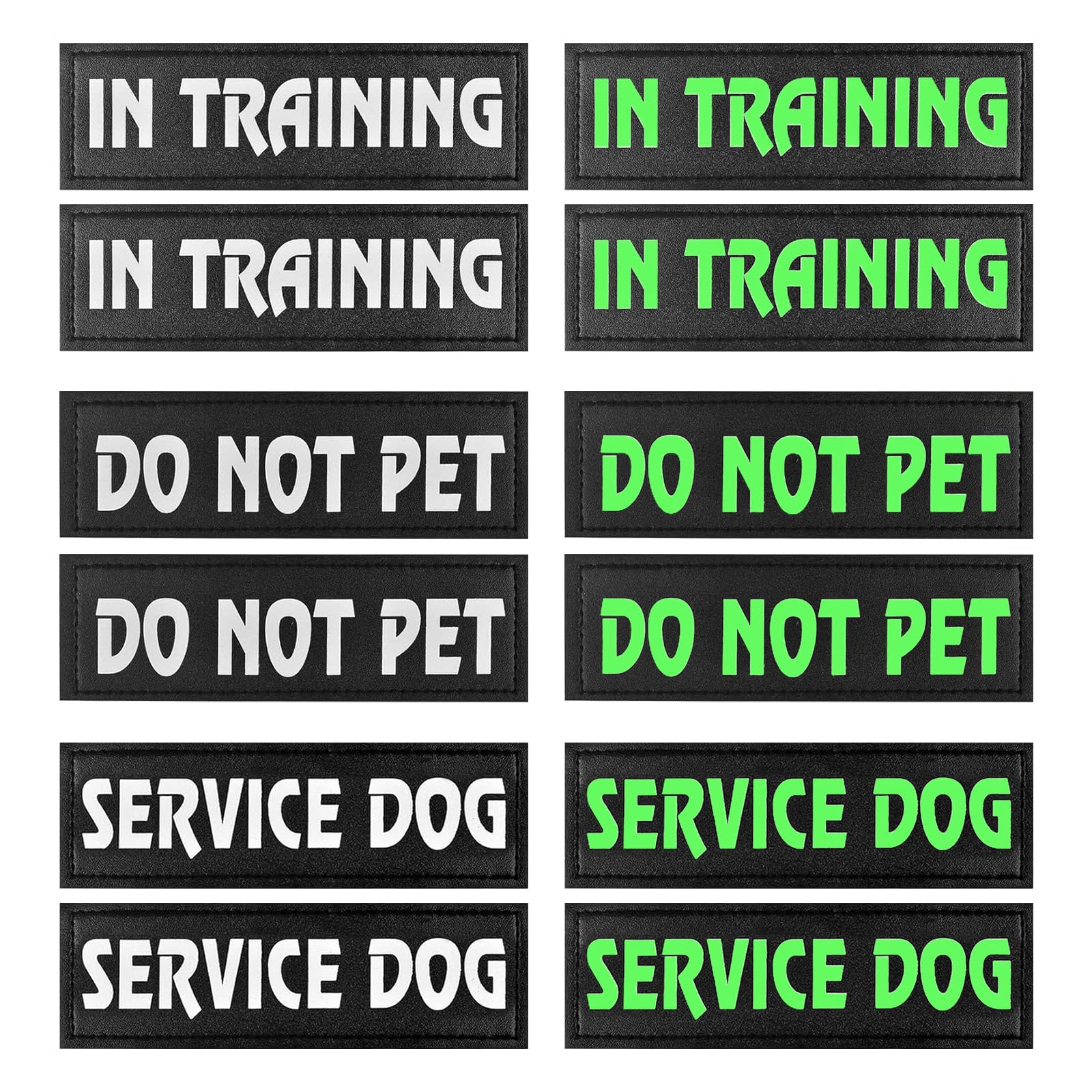 6 Pcs Service Dog Patches with Hook Backing for Dogs Harness, Reflective and Removable Tags, Service Dog, DO NOT PET and IN TRAINING Patch, Assistance Vest Patches — image 1